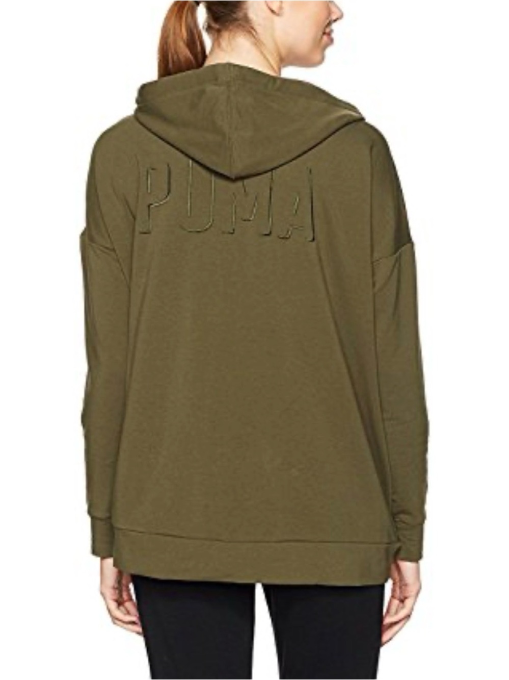 Puma Olive Green Hooded Pullover Sweatshirt Sz M Women
